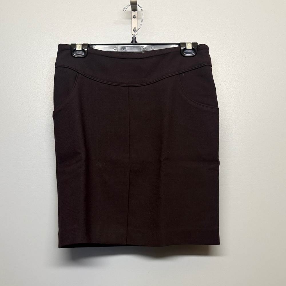 Tailored Dark Brown Pencil Skirt — Sleek Professional Fit